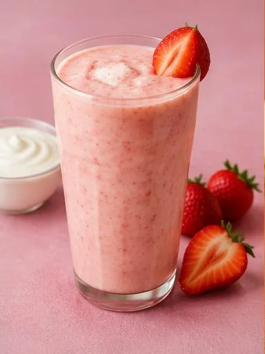 Vitamina de morango com iogurte