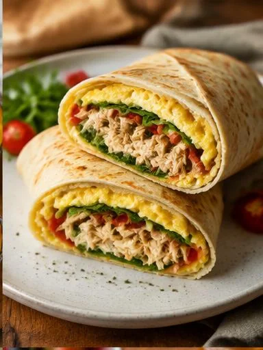 Egg wrap de frango desfiado