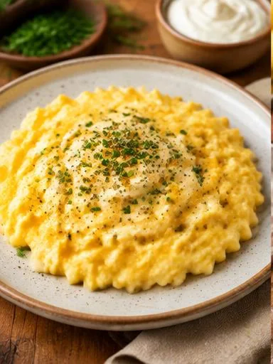 Ovos mexidos cremosos com requeijão