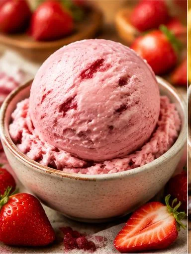 Sorvete de morango proteico