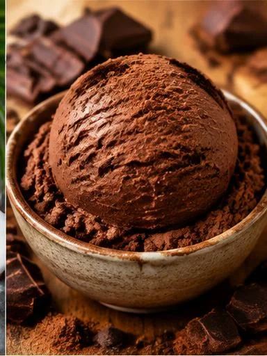 Sorvete de chocolate com leite em pó