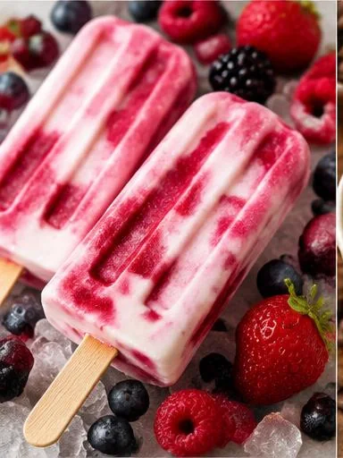 Picolé de iogurte com frutas vermelhas