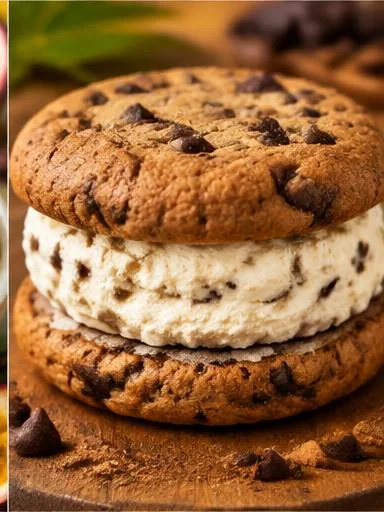 Sanduíche de sorvete com cookie proteico