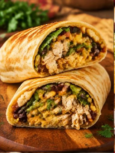 Burrito proteico de frango desfiado