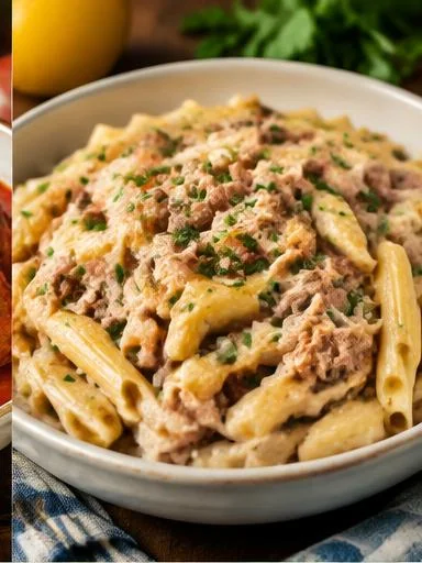 Macarrão cremoso com atum