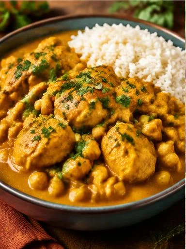Curry de grão de bico com frango