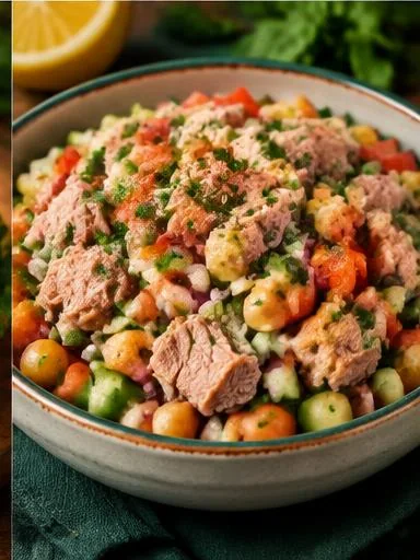 Salada proteica de atum com grão de bico