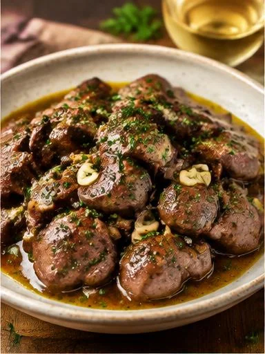 Fígado de frango ao alho e vinho