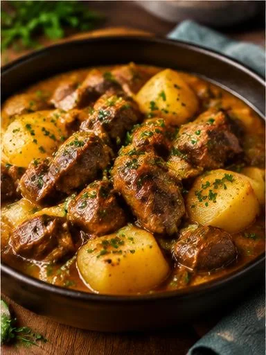 Moela com batata na pressão