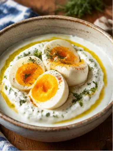Ovo cozido cremoso com molho de iogurte