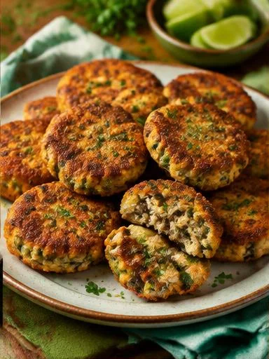 Bolinho de sardinha e PTS assado