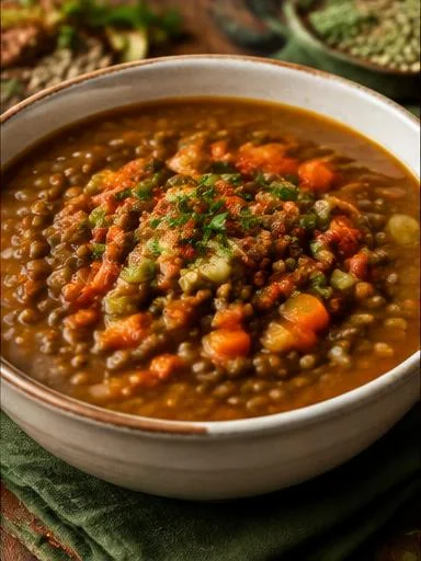 Sopa de lentilha com PTS