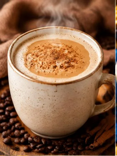 Café proteico cremoso quente