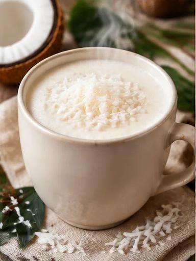 Chocolate quente branco de coco