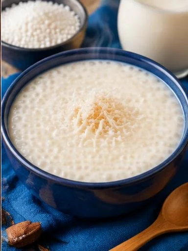 Mingau de tapioca com leite em pó