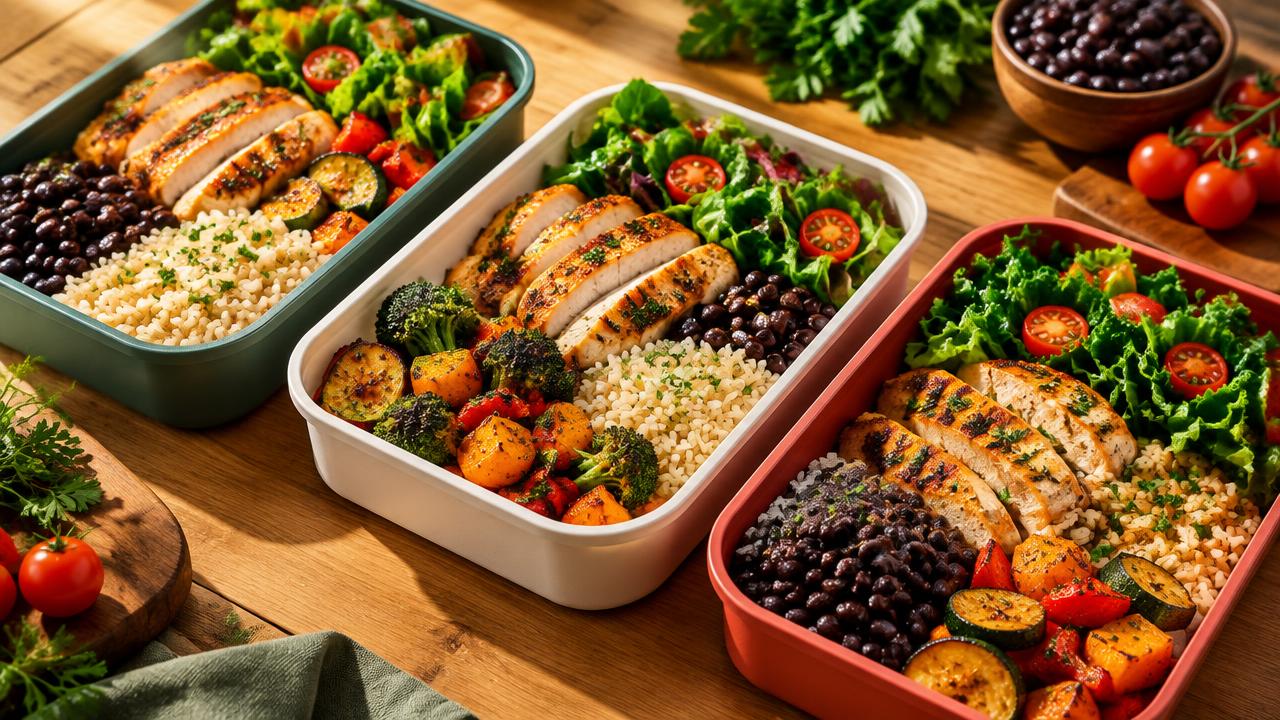 Seleção de Refeições e marmitas de alta proteína